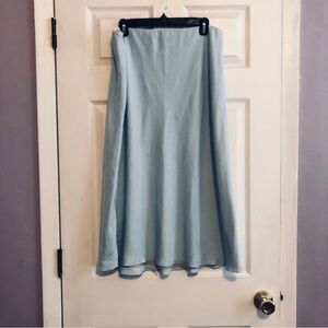 Theory semi-matte finish powder blue Lined pull-on midi skirt A-line sz XL